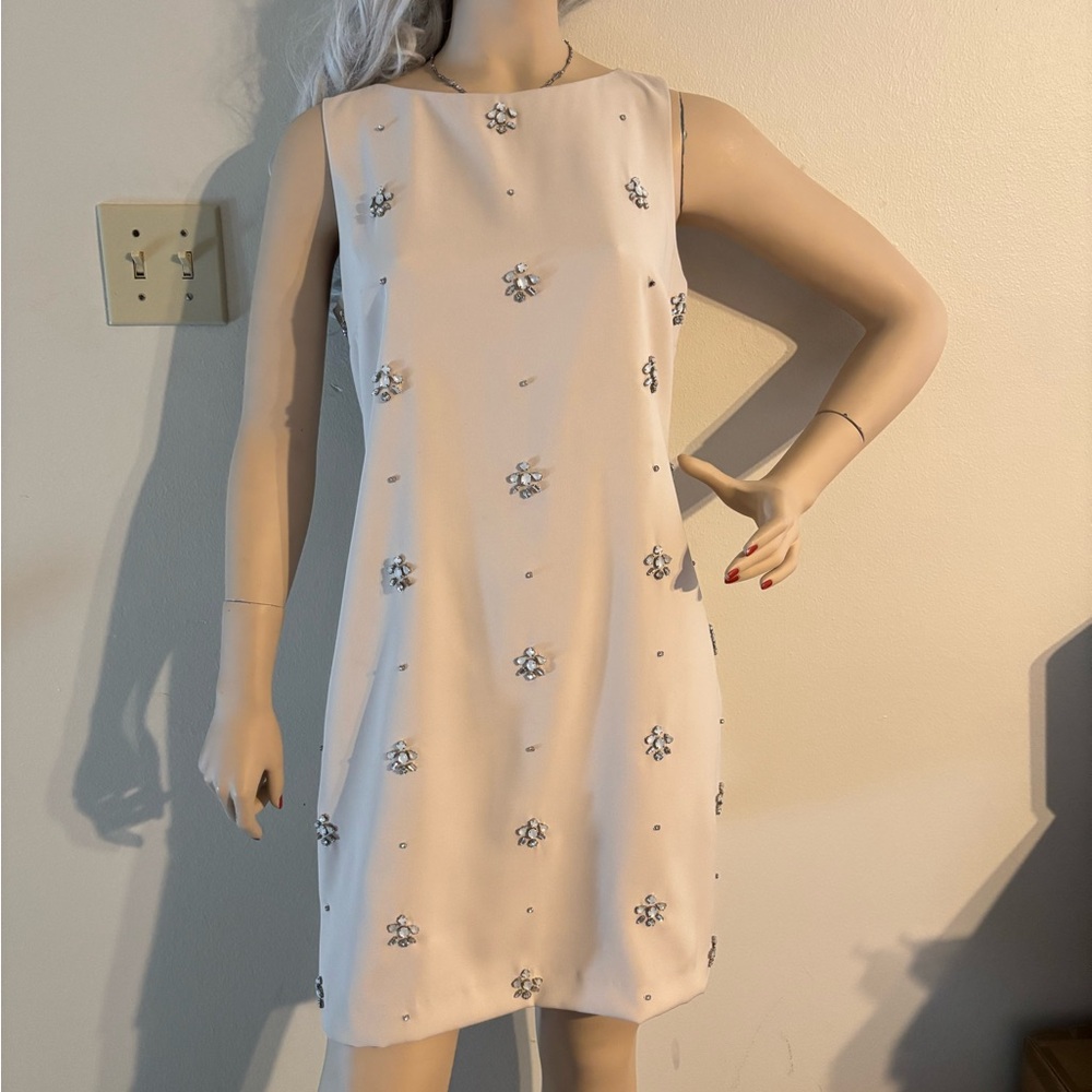 Ann Taylor Creamy Pink Embellished Mini Sheath Dress